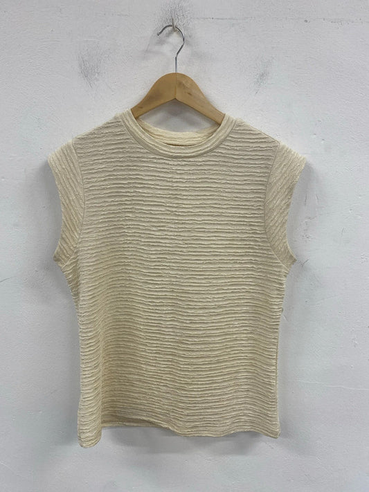 Shein Stylish Cream Shirred Top Size S SR006