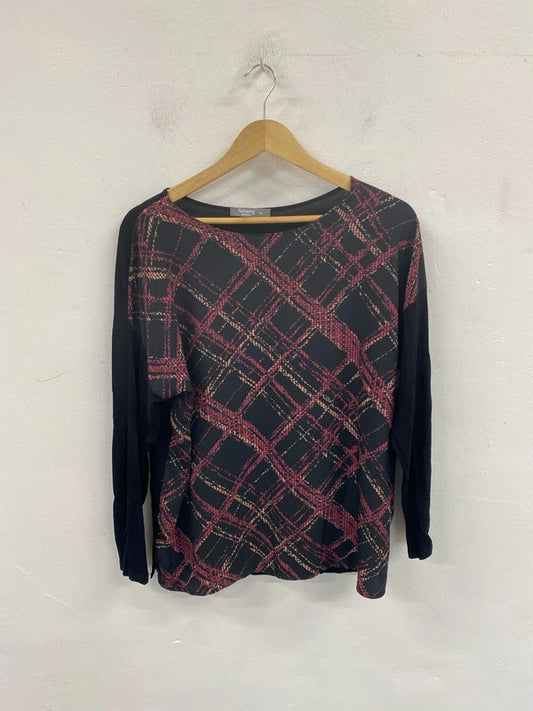 Nutmeg Stylish Black & Burgundy Check Loose Fit Top UK 14 JW002