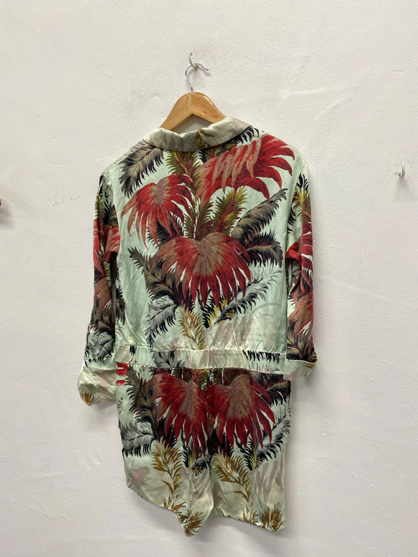 Fabulous Vintage Playsuit floral Hawaiian vibes uk8 NS003