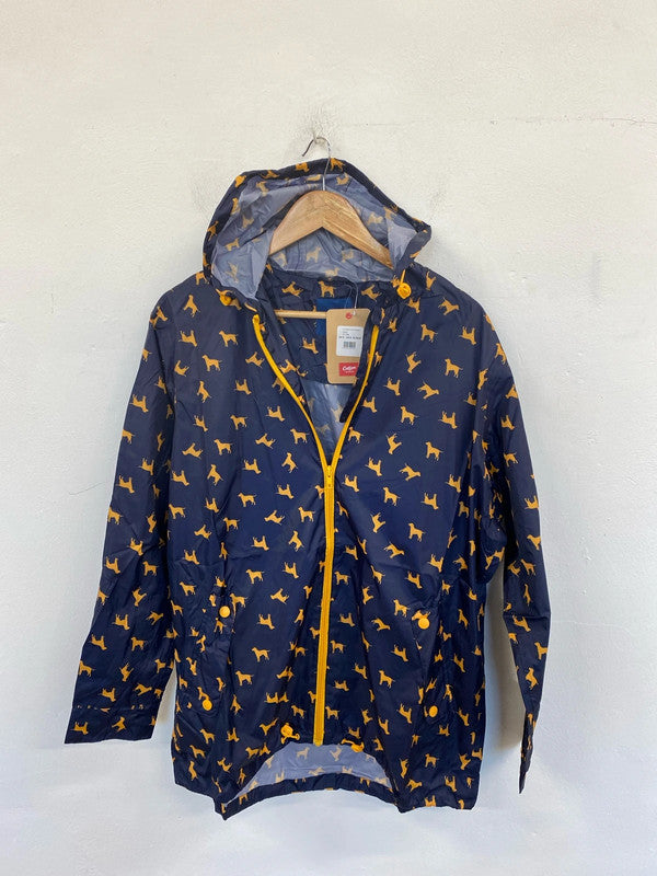 Cotton Traders Fabulous Navy Dog Print Waterproof Parka Size M LD003