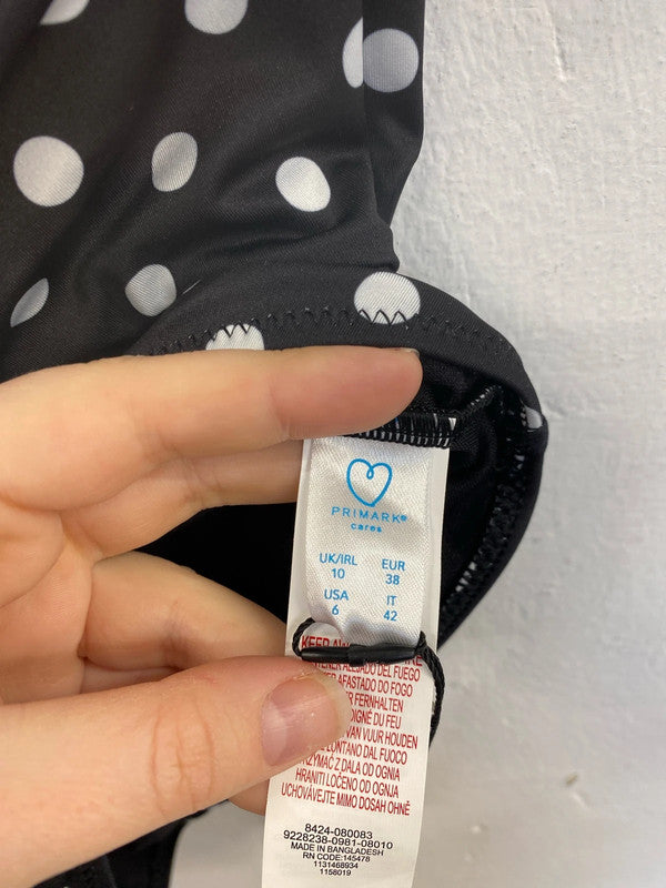 Primark Stylish Black Polkadot Swimsuit UK 10 LK009