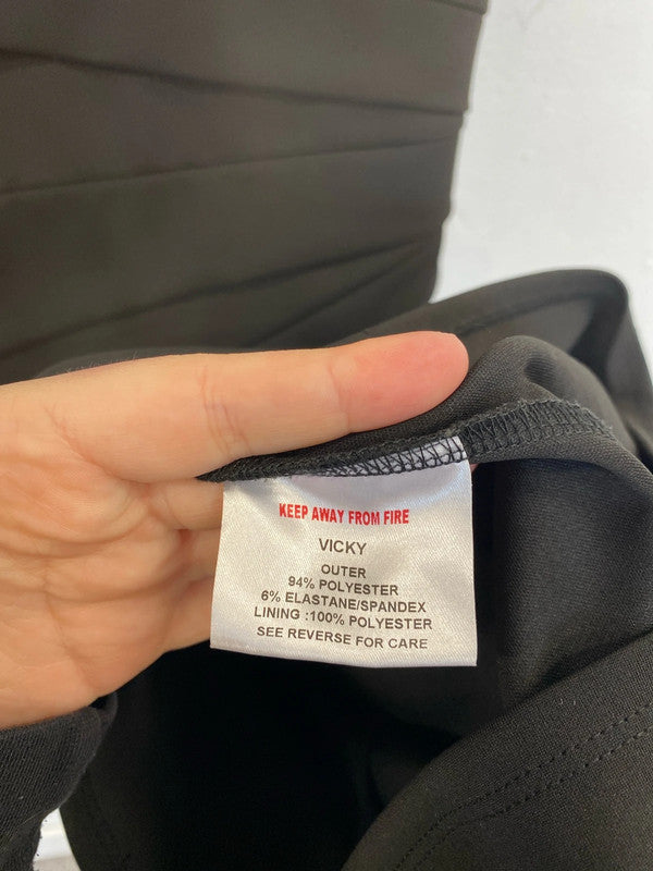 Jessica Wright Elegant Vicky Black Bodycon Asymmetric Midi Dress UK 14 GW001