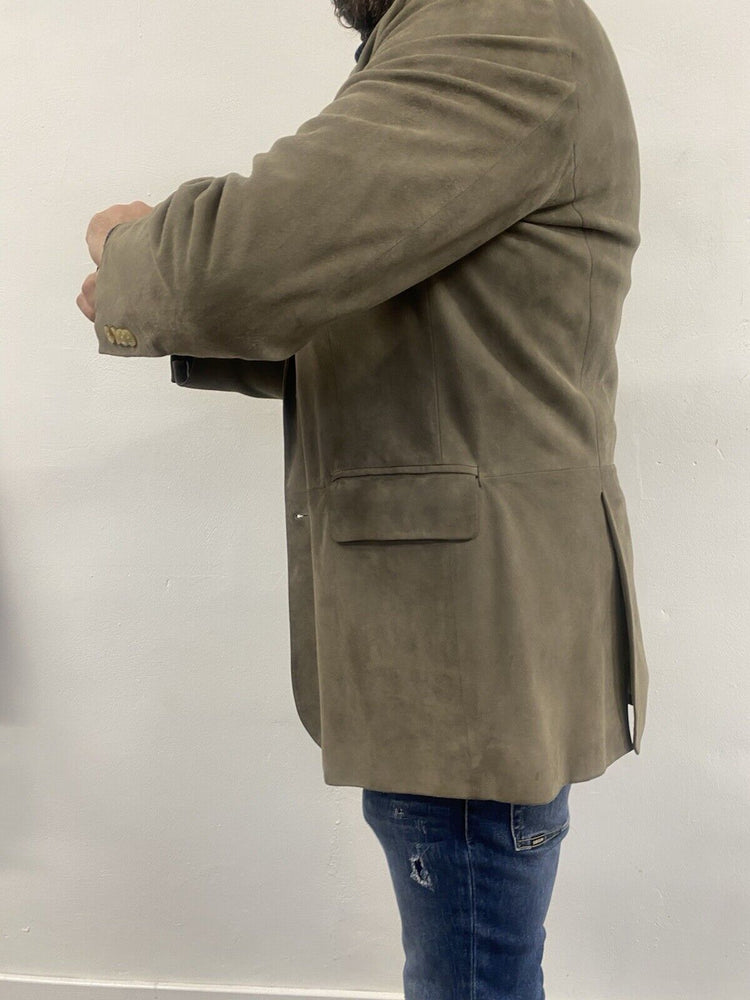 Polo Ralph Lauren Mens Taupe Goatskin Suede Blazer Jacket ukL LC
