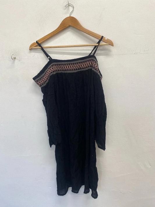 Stunning s.oliver ethnic black gypsy tunic dress Bardot UK 12 LW005