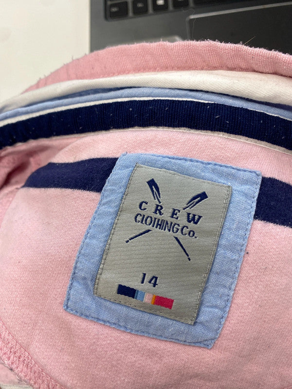 Lovely crew clothing company pink striped pullover hoodie UK 14 LB005