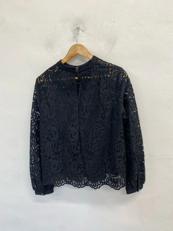 Lovely m&s black lace underlayer blouse UK 14 LB005