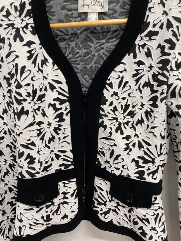 Stunning Joseph Ribkoff Black And White Floral Blazer Jacket UK 10 KM004