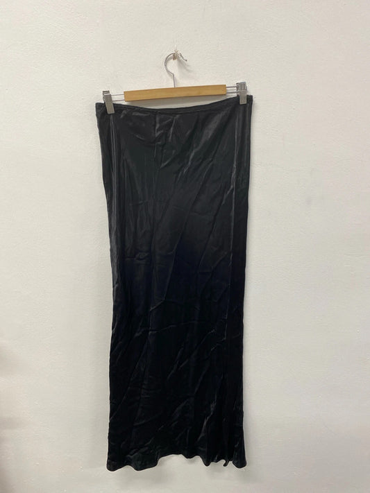 Topshop Stylish Black Satin Maxi Skirt UK 12 KS002