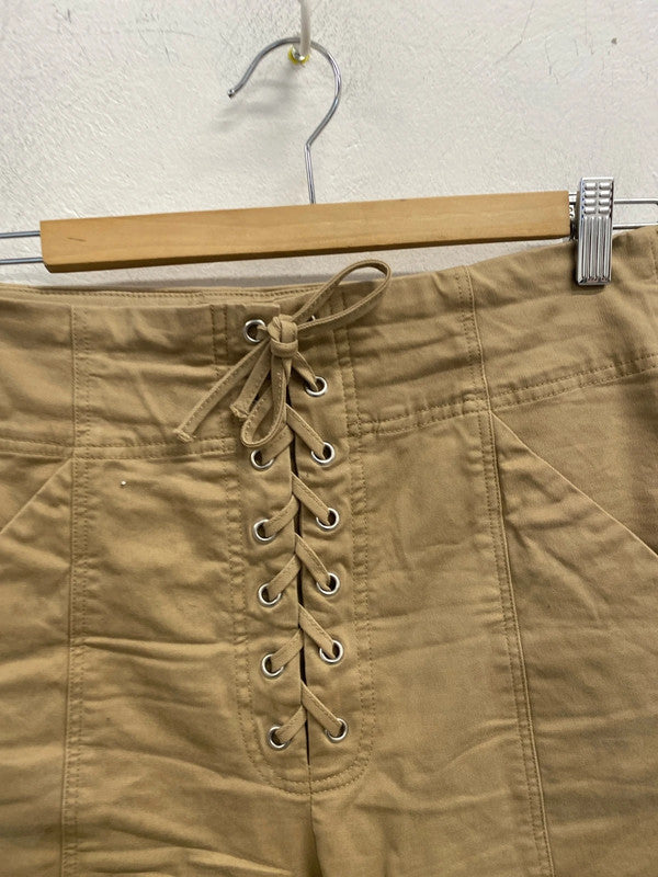 Fabulous American ALC cropped trousers corset tie Uk14 sand AC002