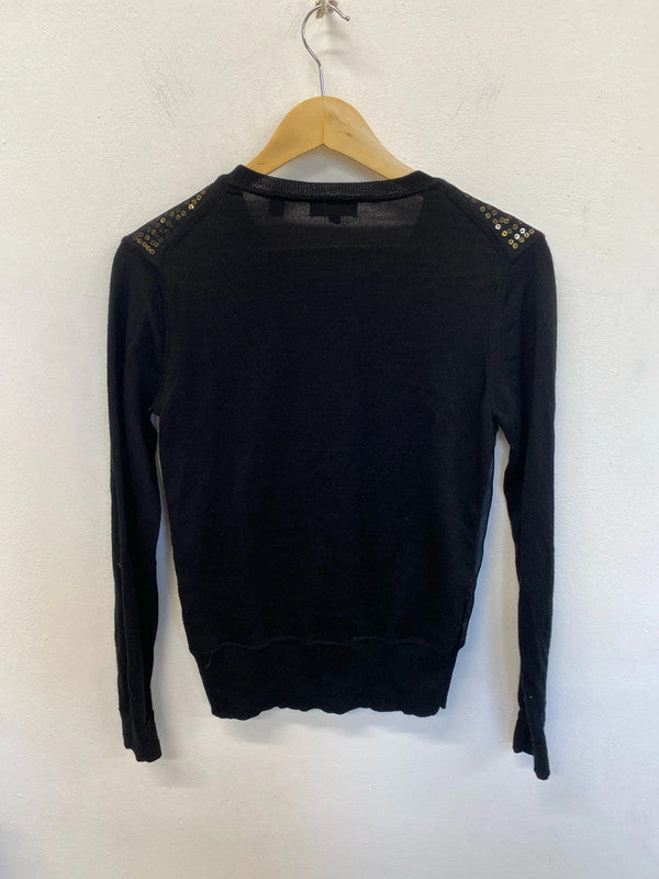 Fun and flirty Ted Baker black with sparkly gold sequins sweater uk 3 JP001