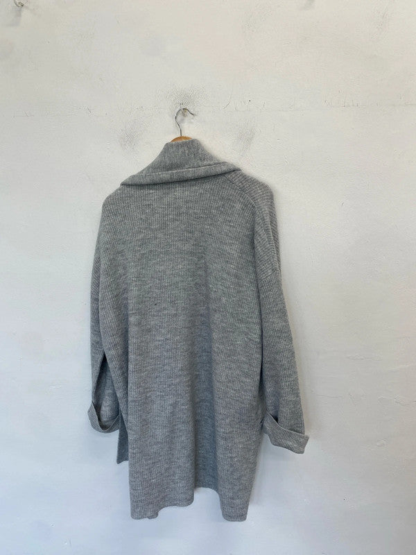 Lovely Jack wills grey longline thick knit cardigan UK 10 MB001