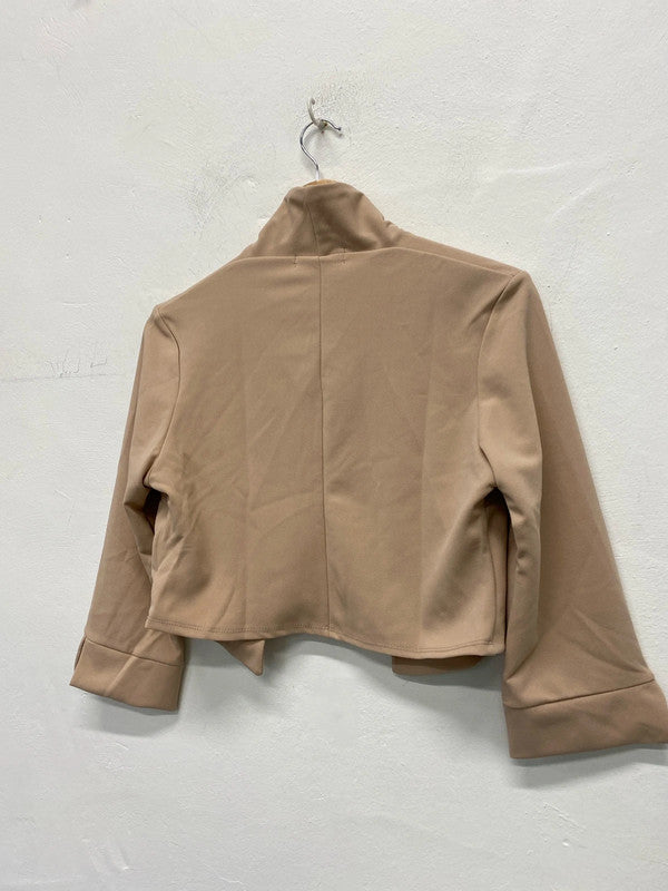 Fabulous Krisp beige bolero crepe jacket Uk14 LW005