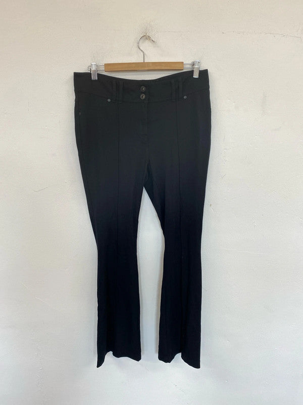 Next Chic Black Flare Leg Trousers UK 12 R PJ001