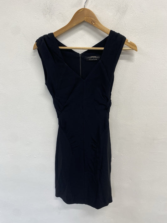 Stunning All Saints Ash Woven Dress In Black Midi UK 6 SD002