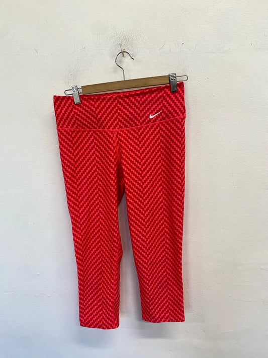 Lovely Nike dri fit coral geometrical cropped leggings UK S GK002