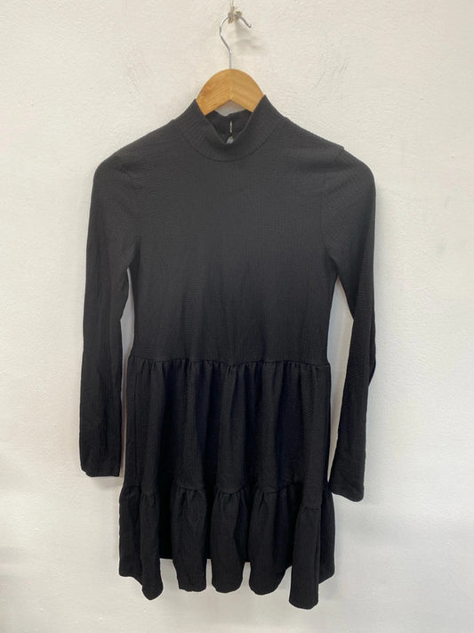 River Island Stylish Black Seersucker Mini Dress UK 8 KM004