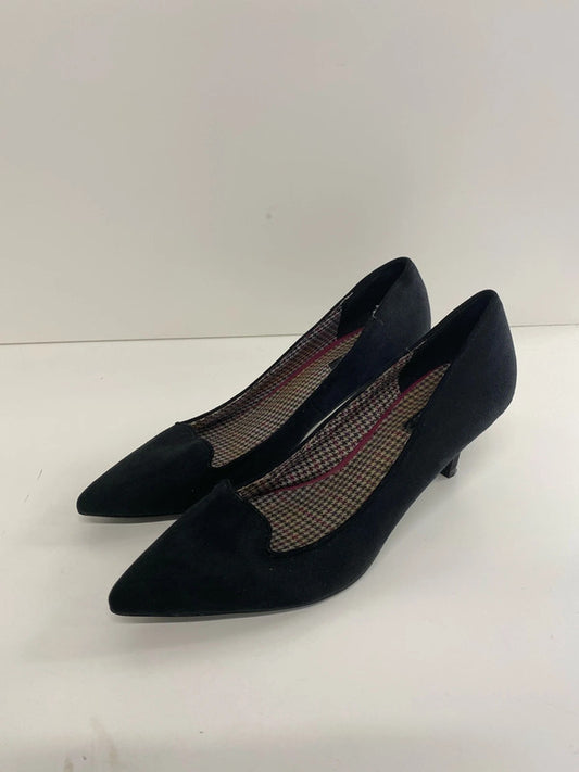 Cute Velvet Faux suede kitten heel black formal shoes Uk4 Next GW001