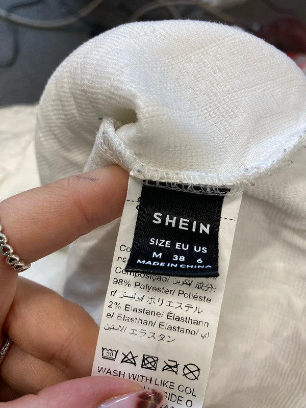 Fabulous shein white textured hoodie UK M SG090