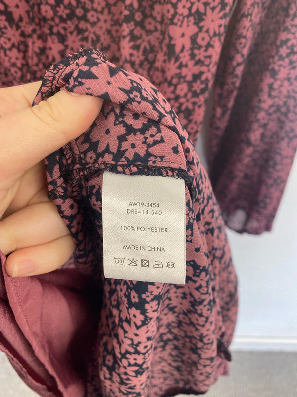 Hush Gorgeous Thora Ditsy Floral Burgundy Midi Dress + Slip UK 10 JP001