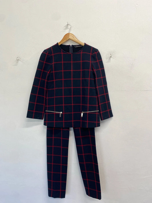 Lovely Zara woman checked navy red coord UK XS AE001