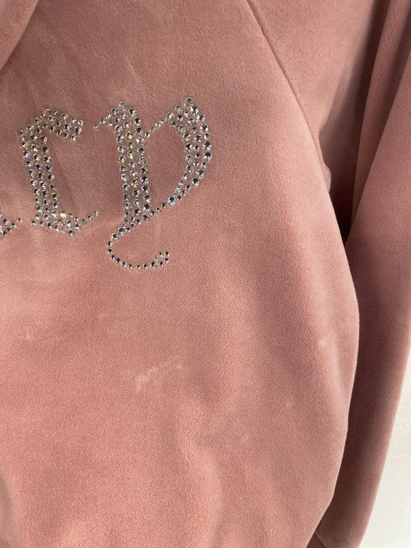 Juicy Couture Chic Almond Blossom Velour Diamanté Zip Thru Hoodie Size XS SD002