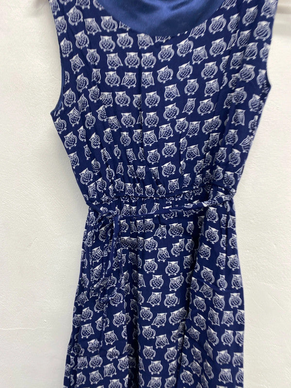 Lovely goldkid blue owl mini dress casual UK 10 JA002