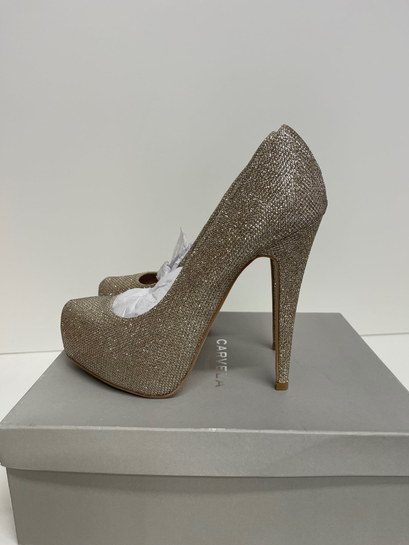 Stunning Carvela Kaci glitter  Heels & clutch bag  UK5 Bronze PP546