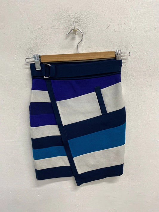 Lovely Karen Millen purple stripe mini skirt UK 4/6 AE001