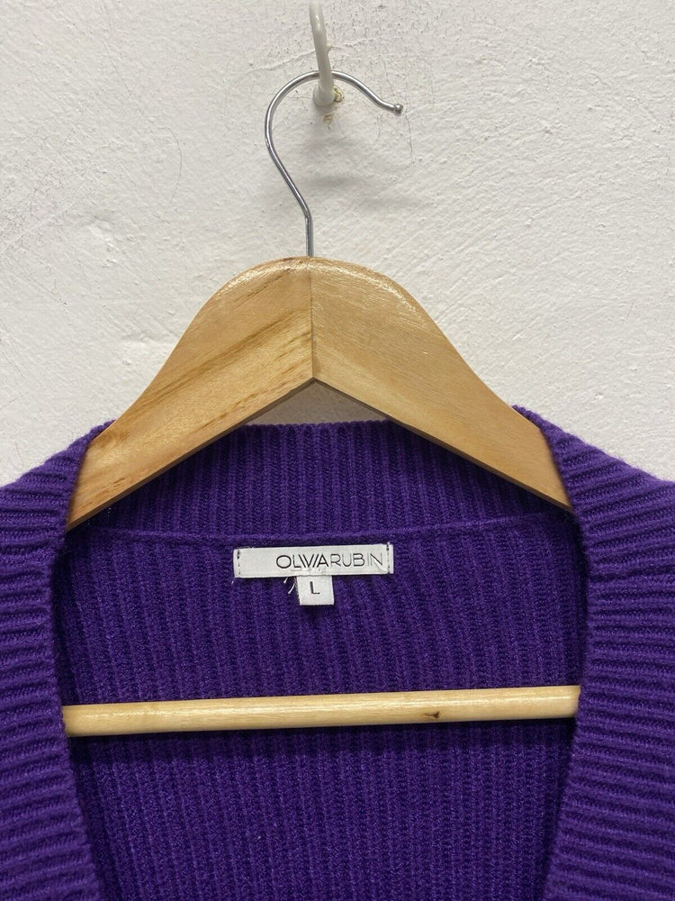 Olivia Rubin Mika Purple Rainbow Button Cardigan Knit UK L NE001