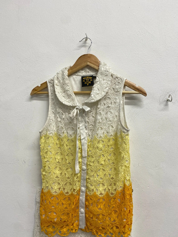 Lovely nishe embroidered yellow white orange stripe coord UK 12 NS003