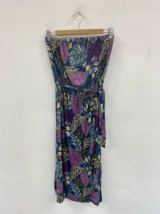 TU Fabulous Navy Botanical Pattern Bandeau Dress UK 10 SR006