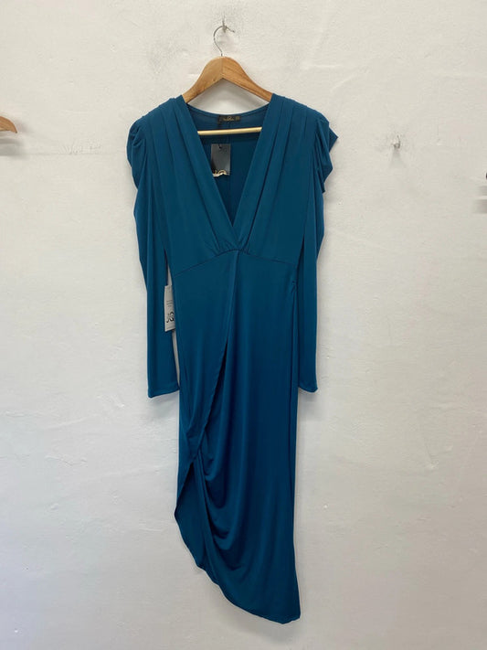 Jenerique Stunning Sea Green Asymmetric Midi Dress UK 10 CD001