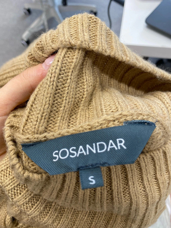 Lovely sosandar camel knit wool blend jumper UK S AG006