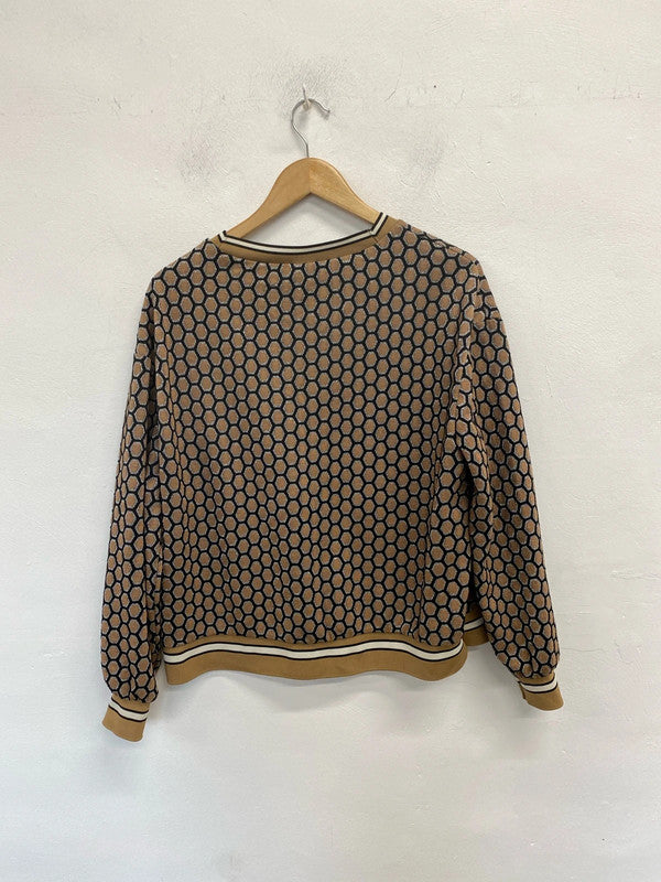 Lovely H&M metallic gold black pattern jumper UK M JB001