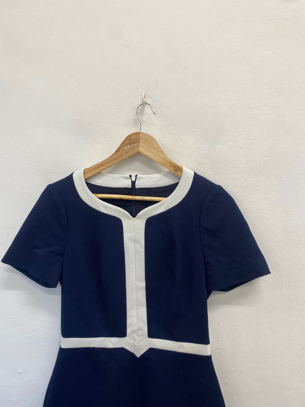 Fabulous Karen Millen Midi Dress UK 12 Navy white SA514