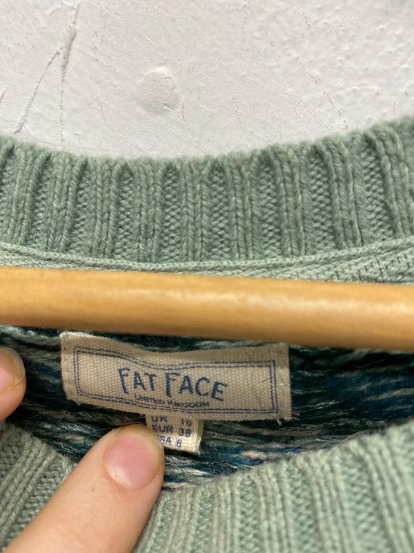 FatFace Lovely Sage Green Folksy Style Jumper UK 10 JM007