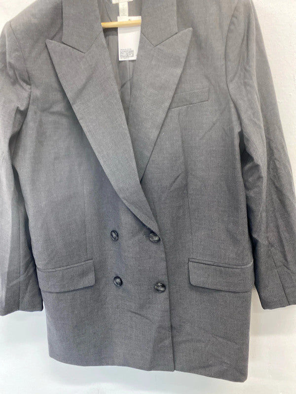 Lovely H&m dark grey double breasted blazer UK L KM003