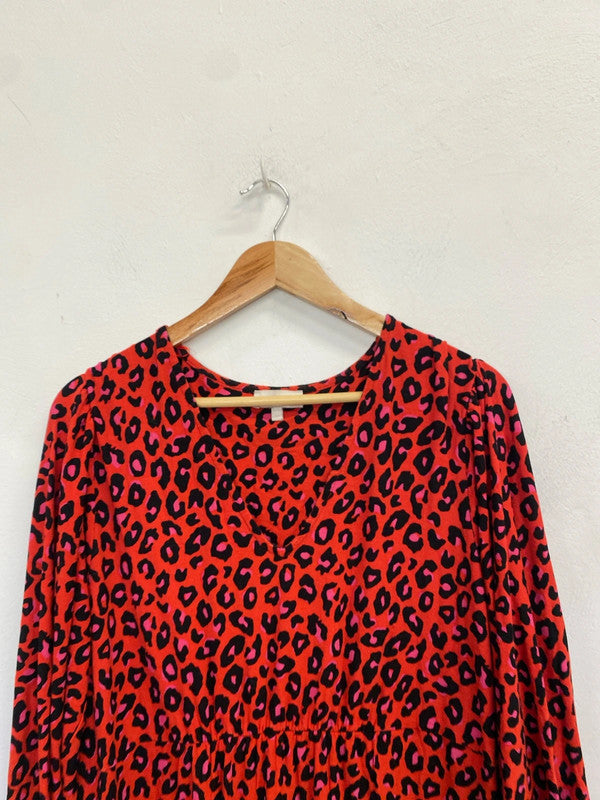 Lovely next maternity red leopard maxi dress UK 16 MD002