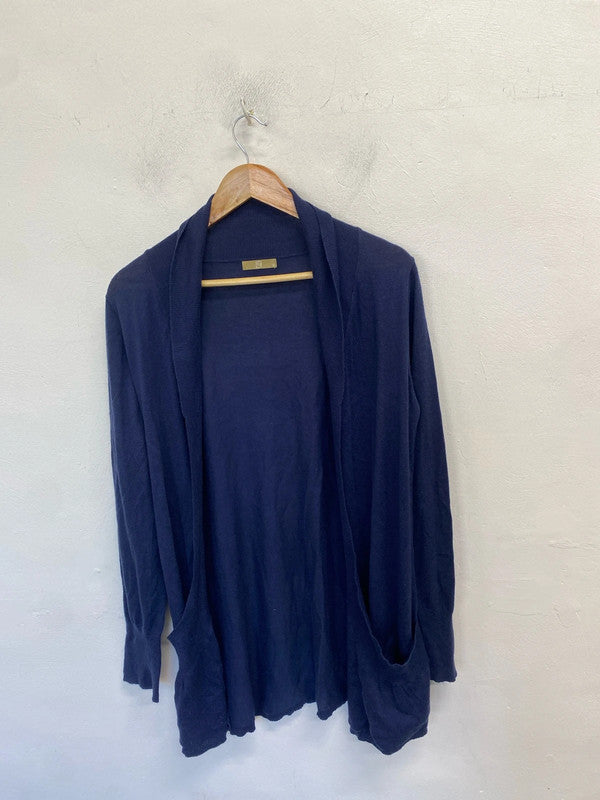 Lovely tu longline navy cardigan UK 12 GK002
