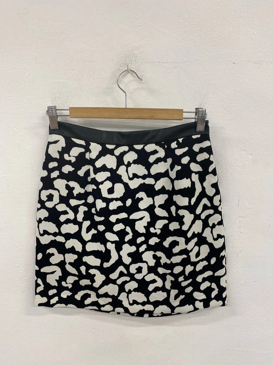 River Island Fabulous Black & White Animal Print Cow Mini Skirt UK 8 AG006