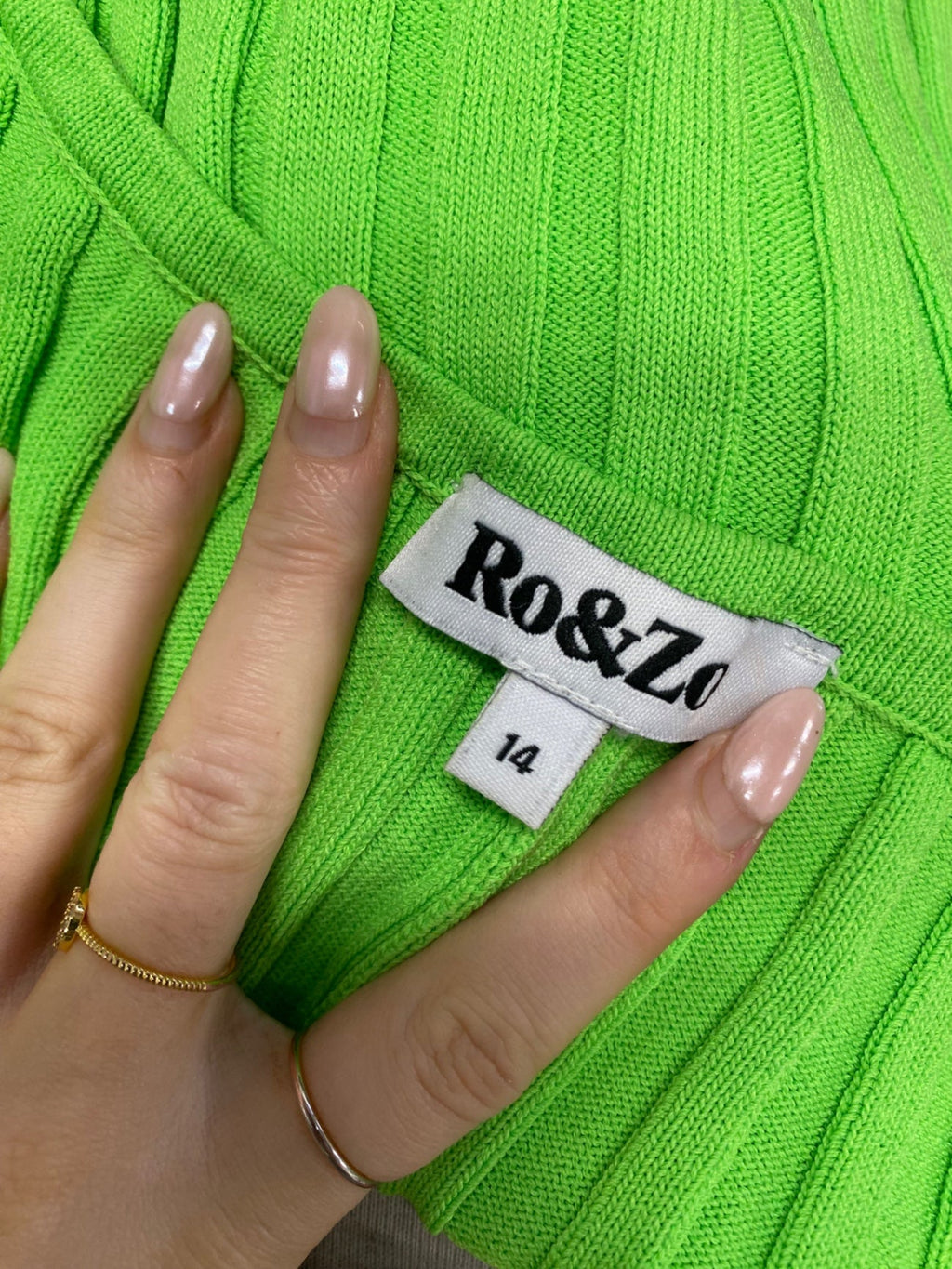 Fabulous Ro&Zo Midi Dress UK 14 Green ribbed KC528