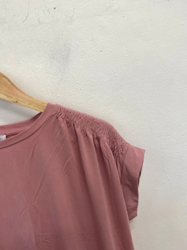 Lovely papaya pink ruched shoulder new with tags t shirt UK 10 MB001