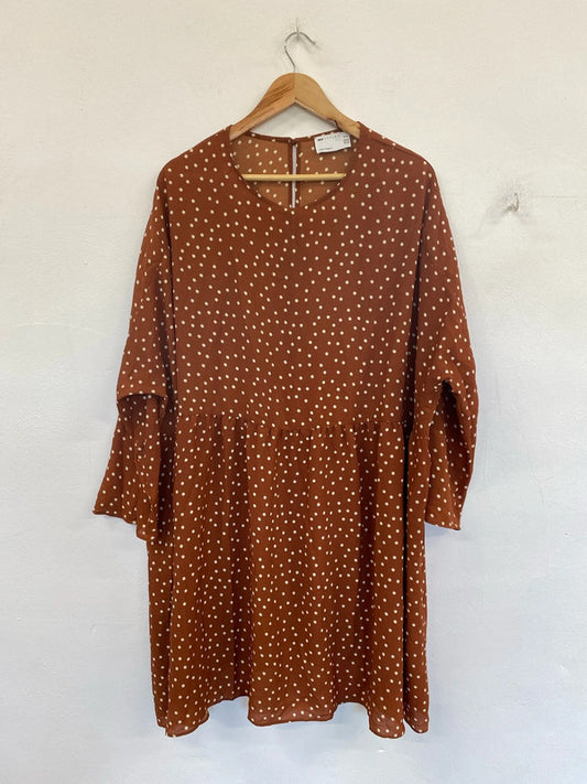 Asos Fabulous Brown & White Polka Dot Semi Sheer Midi Dress UK 24 IM001