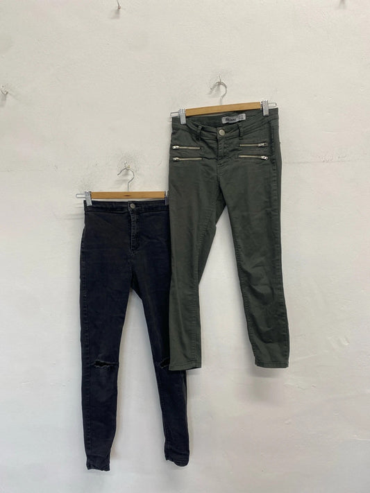 Lovely duo of jeans Topshop khaki black ripped UK 6 JA001 #1