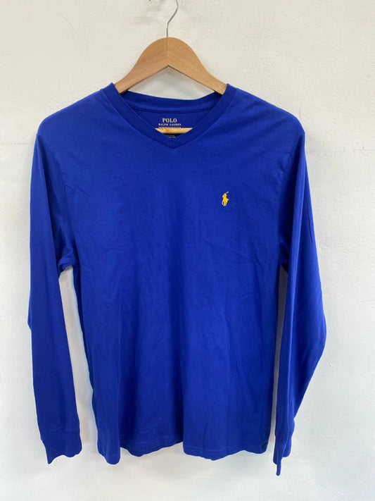 Classic v-neck blue Long sleeve Ralph Lauren tee XL SD001