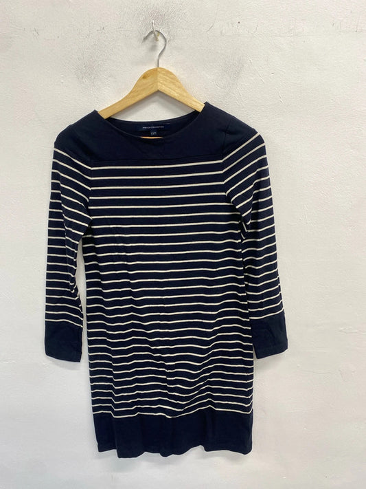 Lovely French connection navy stripe long sleeve Bodycon dress UK 8 MM005
