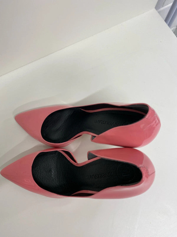 Fabulous Barbie Pink stiletto shoes UK6 faux patent leather KM004