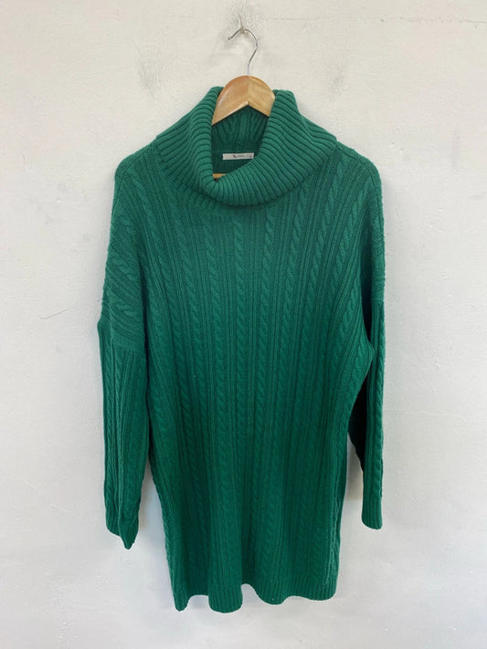 TU Fabulous Emerald Green Turtleneck Jumper Dress UK 20 RG021