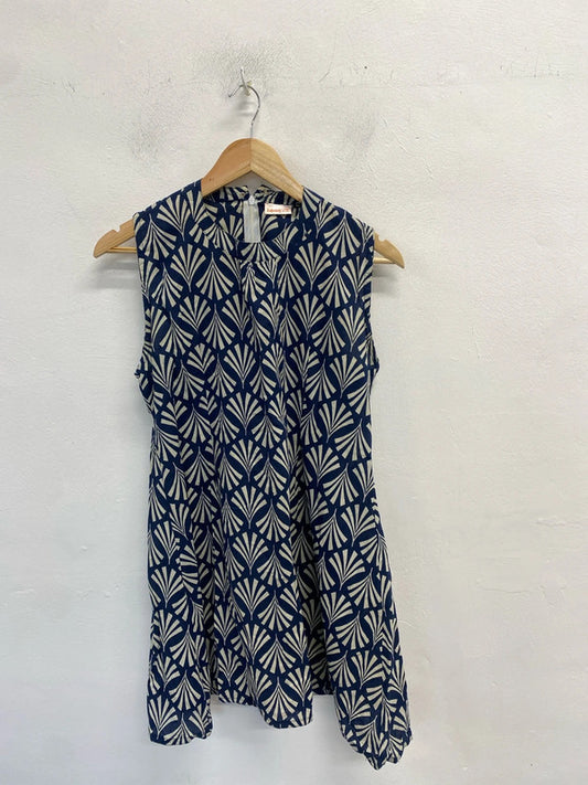 Lovely rajrang blue cream geometric mini dress UK 8-10 MM005