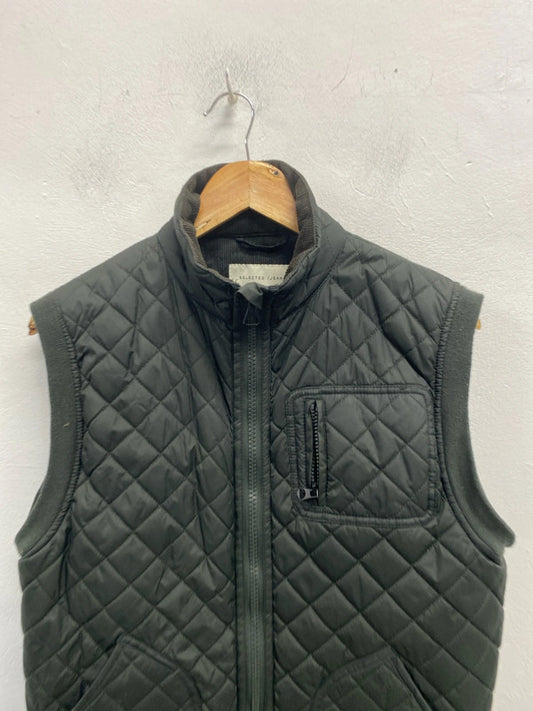 Lovely selected jeans quilted green gilet UK M JB001